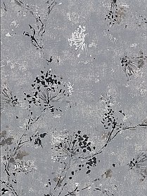 Misty Charcoal Distressed Dandelion Wallpaper