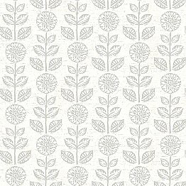 Dolly Taupe Folk Floral Wallpaper