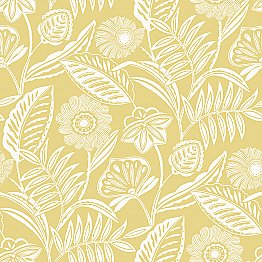 Alma Yellow Tropical Floral Wallpaper