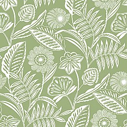 Alma Green Tropical Floral Wallpaper