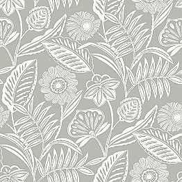 Alma Light Grey Tropical Floral Wallpaper