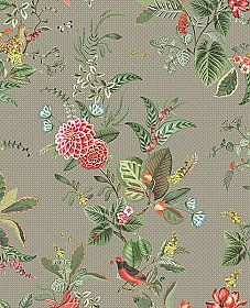 Floris Khaki Woodland Floral Wallpaper