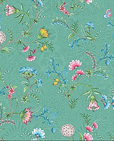 La Majorelle Green Ornate Floral Wallpaper