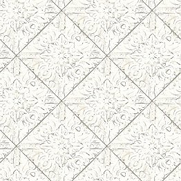 Brandi White Metallic Faux Tile Wallpaper