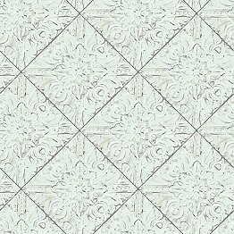 Brandi Teal Metallic Faux Tile Wallpaper