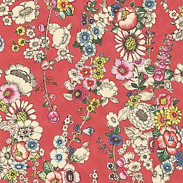Eivissa Red Vivid Floral Wallpaper