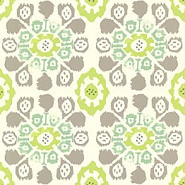 Valencia Green Ikat Floral Wallpaper