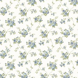 Drury Blue Blooming Floral Trail Wallpaper