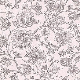 Kepler Light Pink Sketched Floral Wallpaper