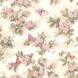 Mariposa Pink Blossom/Butterfly Wallpaper