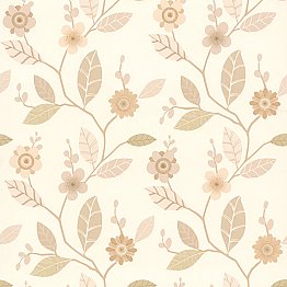 Claudia Beige Retro Blossom Wallpaper