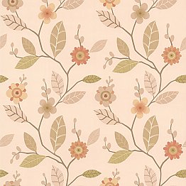 Claudia Apricot Retro Blossom Wallpaper