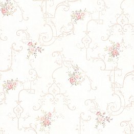 Lori Blush Floral Trellis Wallpaper