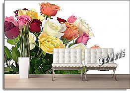 Bouquet Of Roses Peel & Stick Canvas Wall Mural by QuickMurals