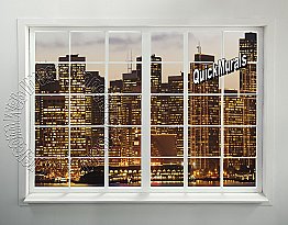 Cityscape Window #2 Peel and Stick Canvas Wall Mural