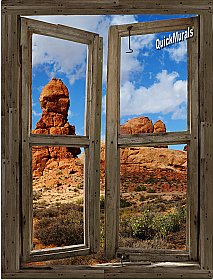 Desert Canyon Window Peel and Stick (1 piece) Canvas Wall Mural