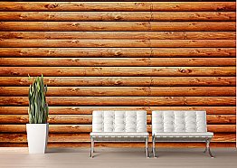 Log Cabin (Red Cedar) CANVAS Peel and Stick Wall Mural Roomsetting