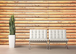 Log Cabin (Pine) CANVAS Peel and Stick Wall Mural