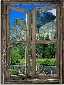 Mountain Cabin Window #3 One-piece Peel and Stick Canvas Wall Mural