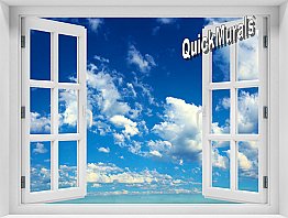 Clouds Window 1-Piece Peel and Stick Mural