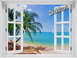 Coconut Beach Window #1 One Piece Peel and Stick Mural
