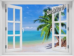 Coconut Beach Window #2 One Piece Peel and Stick Mural