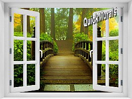 Enchanted Forest Window 1-Piece Peel and Stick Mural