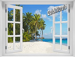 Island Vacation Window 1-Piece Peel and Stick Mural