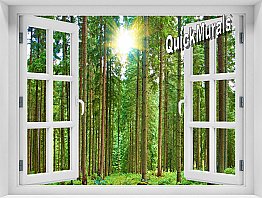 Morning Forest Window 1-Piece Peel and Stick Mural