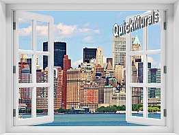 New York City (Color) #1 Window 1-Piece Peel and Stick Mural