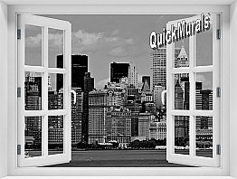 New York City Black and White #1 Window 1-Piece Peel and Stick Mural