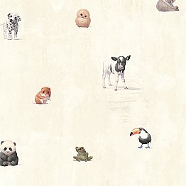 Tate Beige Animal Alphabet Wallpaper