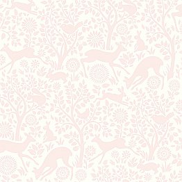 Anahi Light Pink Forest Fauna Wallpaper
