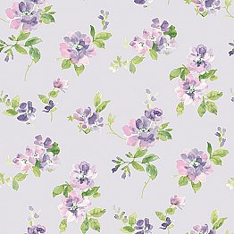 Captiva Lavender Floral Toss Wallpaper