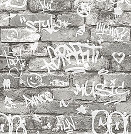 Rodney Grey Tagged Brick Wallpaper