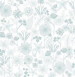 Mariska Turquoise Meadow Wallpaper