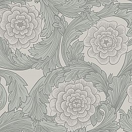 Rosa Grey Ornamental Florals Wallpaper