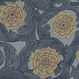 Rosa Blue Ornamental Florals Wallpaper