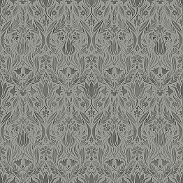 Ludvig Dark Grey Floral Ogee Wallpaper
