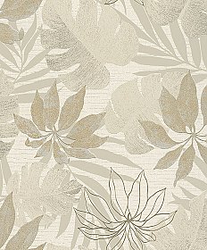 Nona Beige Tropical Leaves Wallpaper