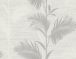 Away On Holiday Grey Palm Wallpaper
