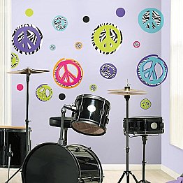 ZEBRA PEACE SIGNS PEEL & STICK WALL DECALS