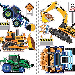 NEW SPEED LIMIT - CONSTRUCTION VEHICLES PEEL & STICK WALL DECALS