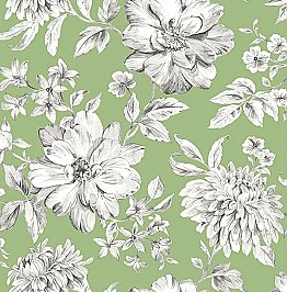 Gabriela Green Floral Wallpaper