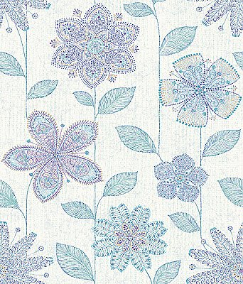 Maisie Indigo Batik Flower Wallpaper