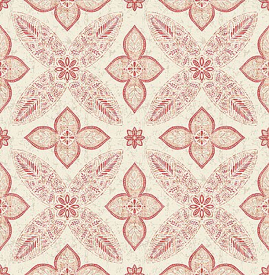 Off Beat Ethnic Red Geometric Floral Wallpaper