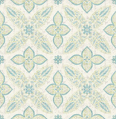 Off Beat Ethnic Turquoise Geometric Floral Wallpaper