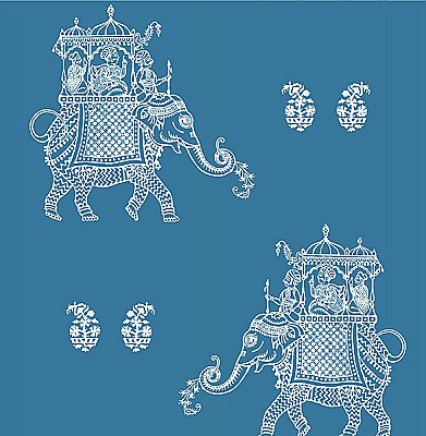 Ophelia Blue Elephant Wallpaper