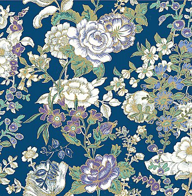 Ainsley Indigo Boho Floral Wallpaper