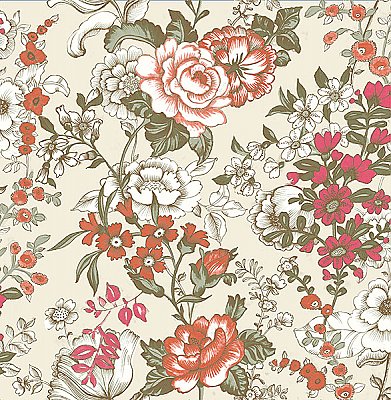 Ainsley Red Boho Floral Wallpaper